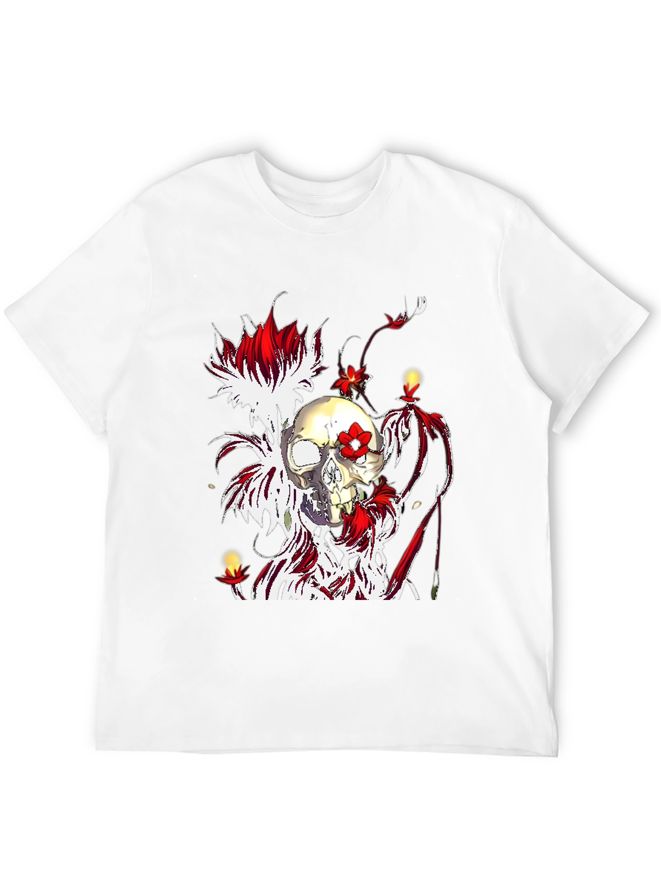 Skull & Flowers Graphic Tee - Unique Design