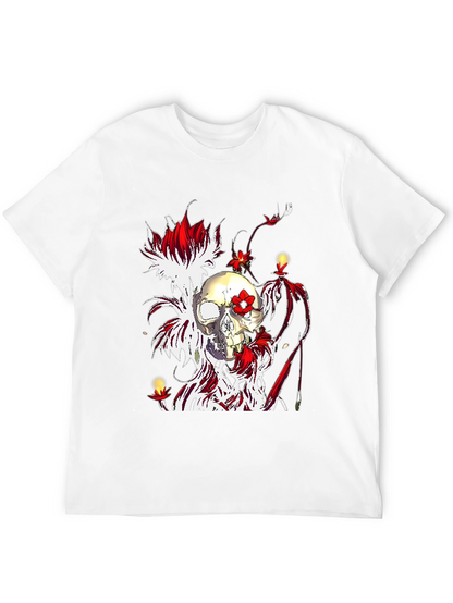 Skull & Flowers Graphic Tee - Unique Design