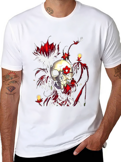 Skull & Flowers Graphic Tee - Unique Design