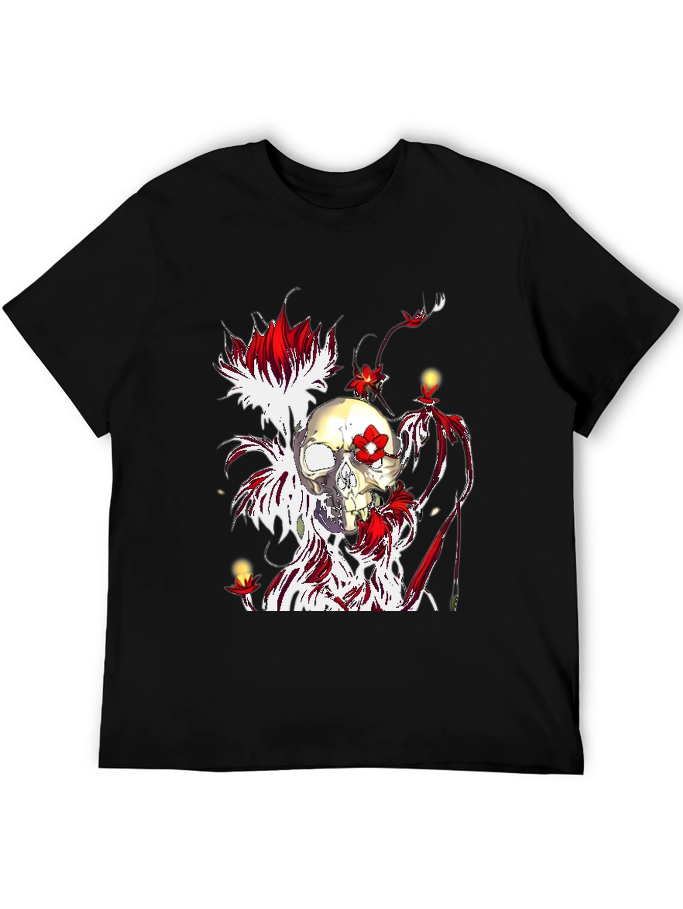 Skull & Flowers Graphic Tee - Unique Design