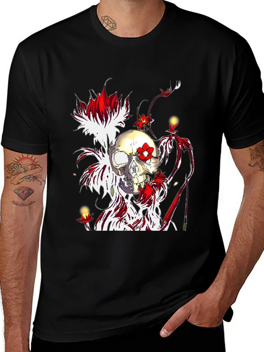 Skull & Flowers Graphic Tee - Unique Design