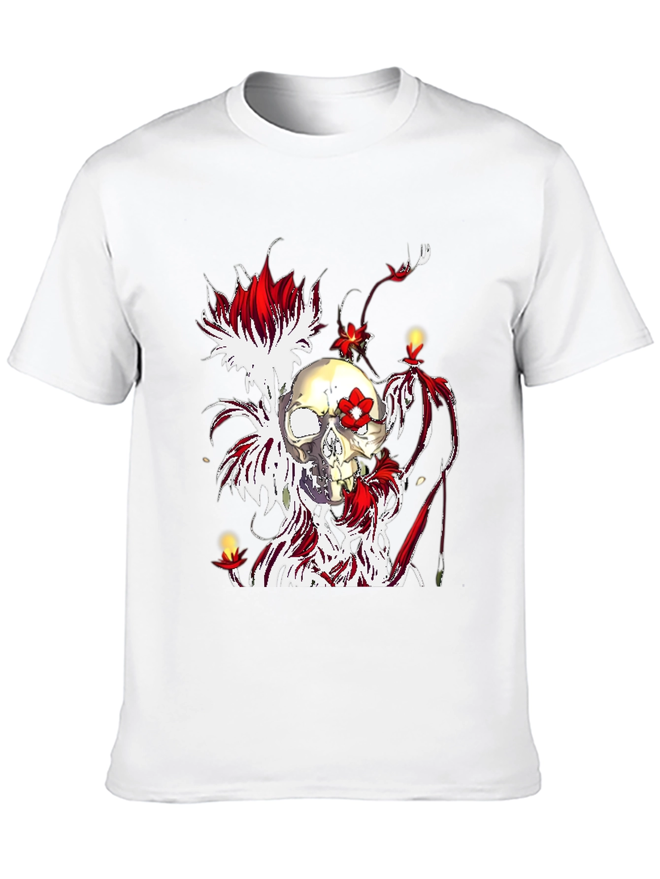 Skull & Flowers Graphic Tee - Unique Design