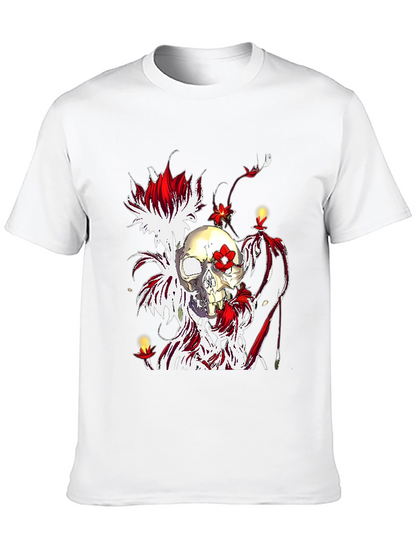 Skull & Flowers Graphic Tee - Unique Design