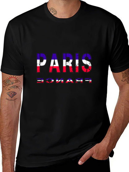 Paris France Flag T-Shirt Black