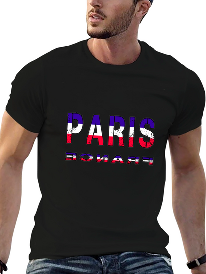 Paris France Flag T-Shirt Black