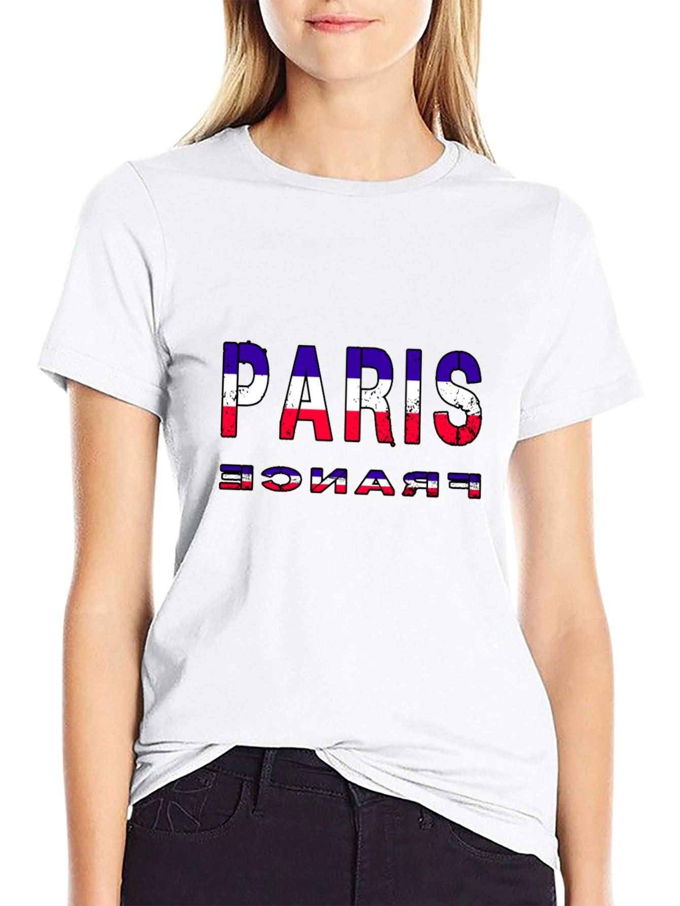 Paris France Flag T-Shirt Black