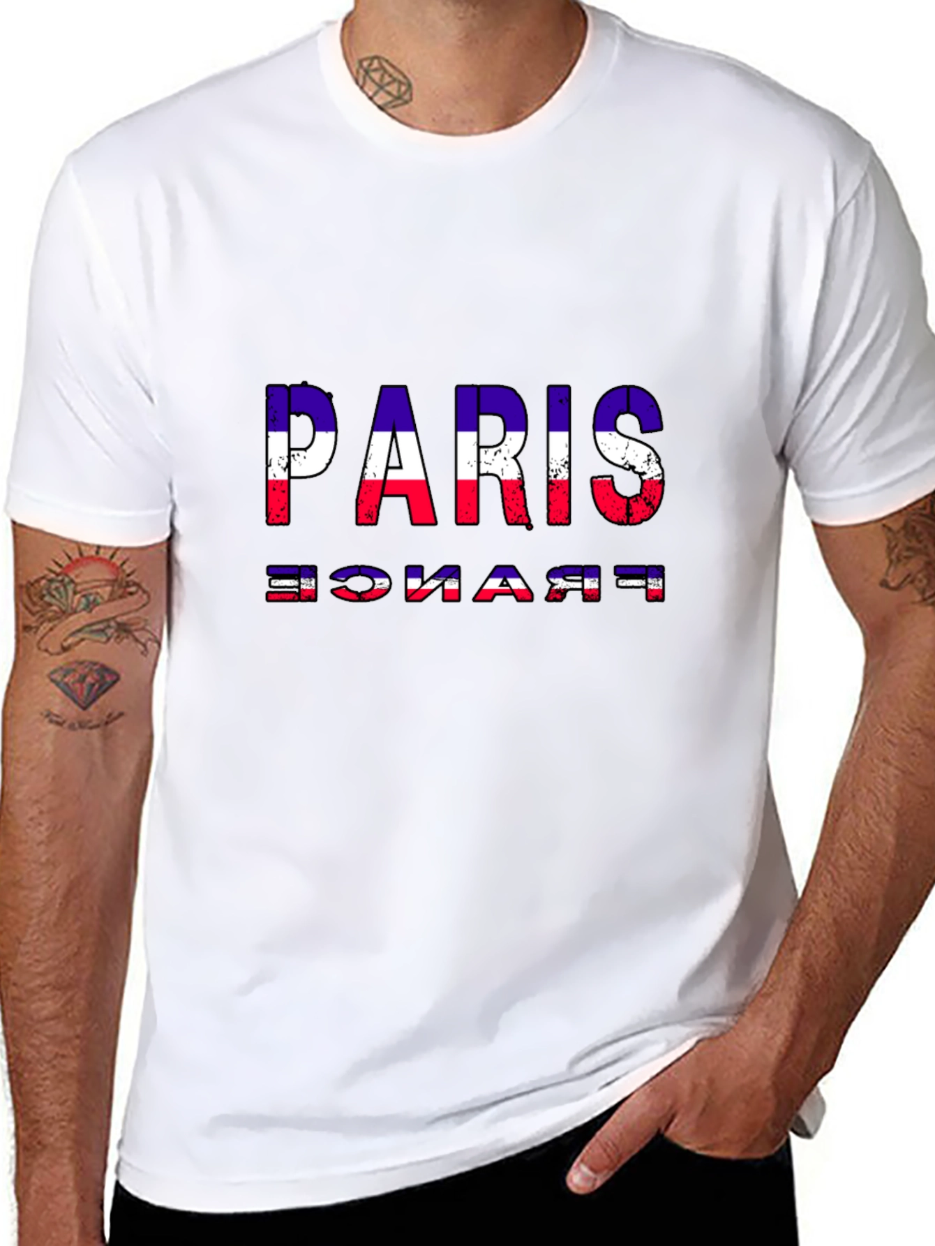 Paris France Flag T-Shirt Black