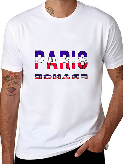 Paris France Flag T-Shirt Black