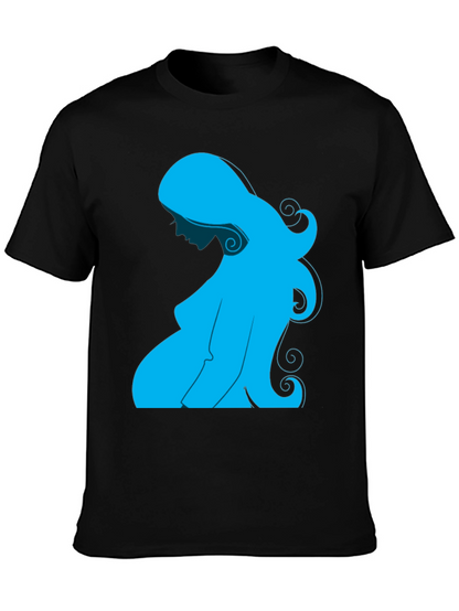 Pregnant Woman Graphic Tee - Black