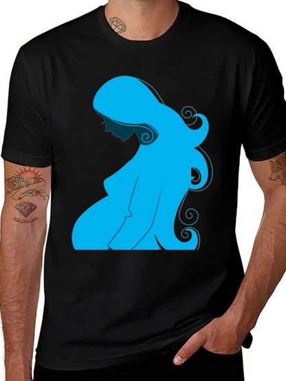 Pregnant Woman Graphic Tee - Black
