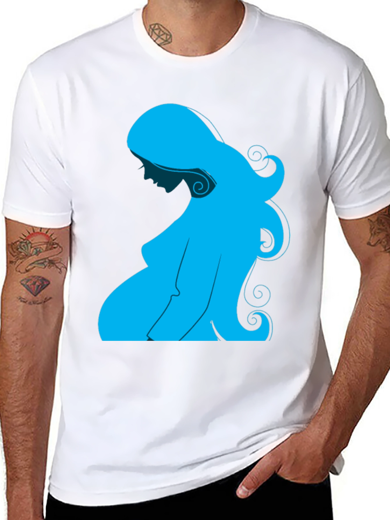 Pregnant Woman Graphic Tee - Black
