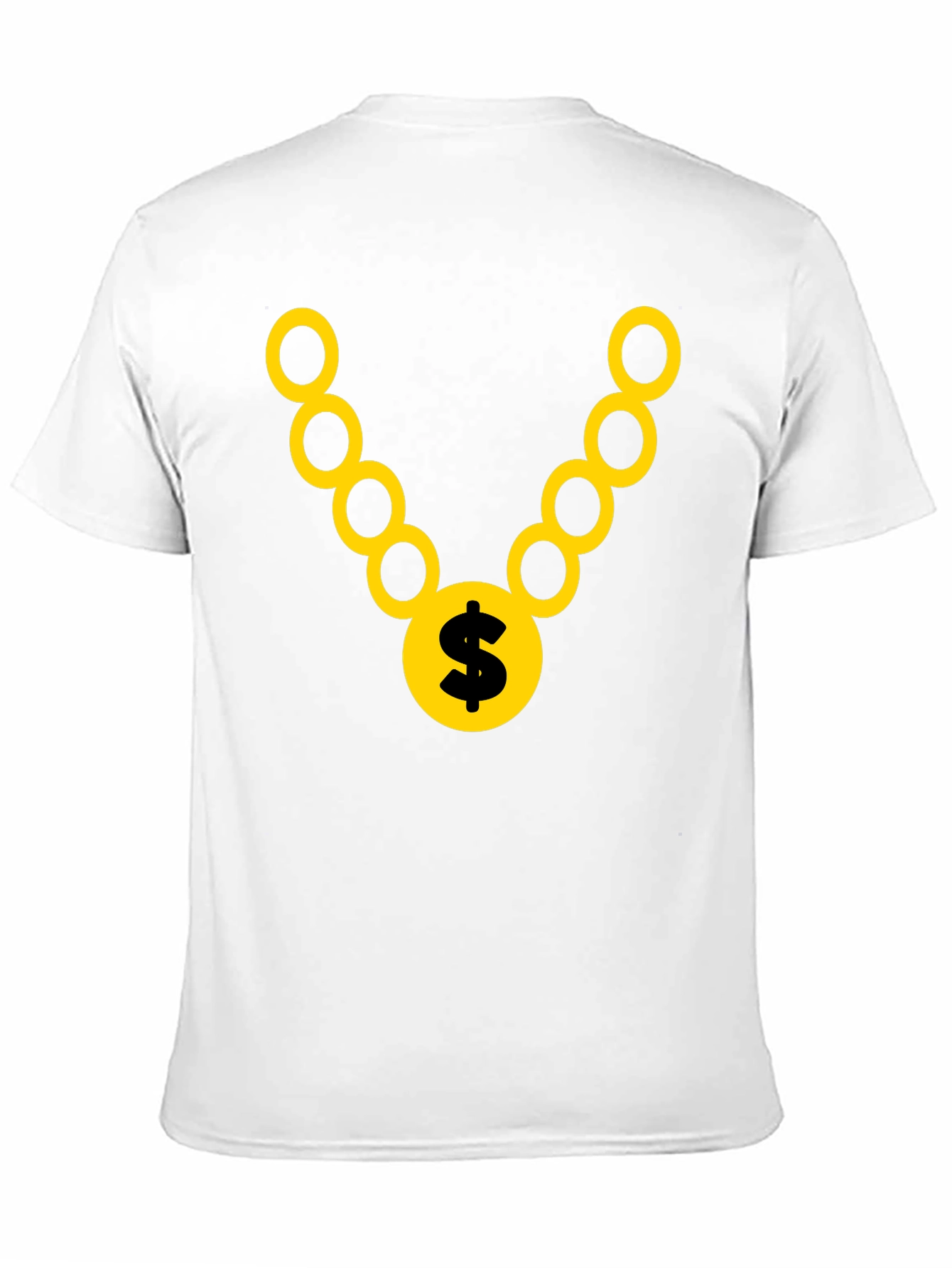 Black T-Shirt with Gold Chain and Dollar Sign