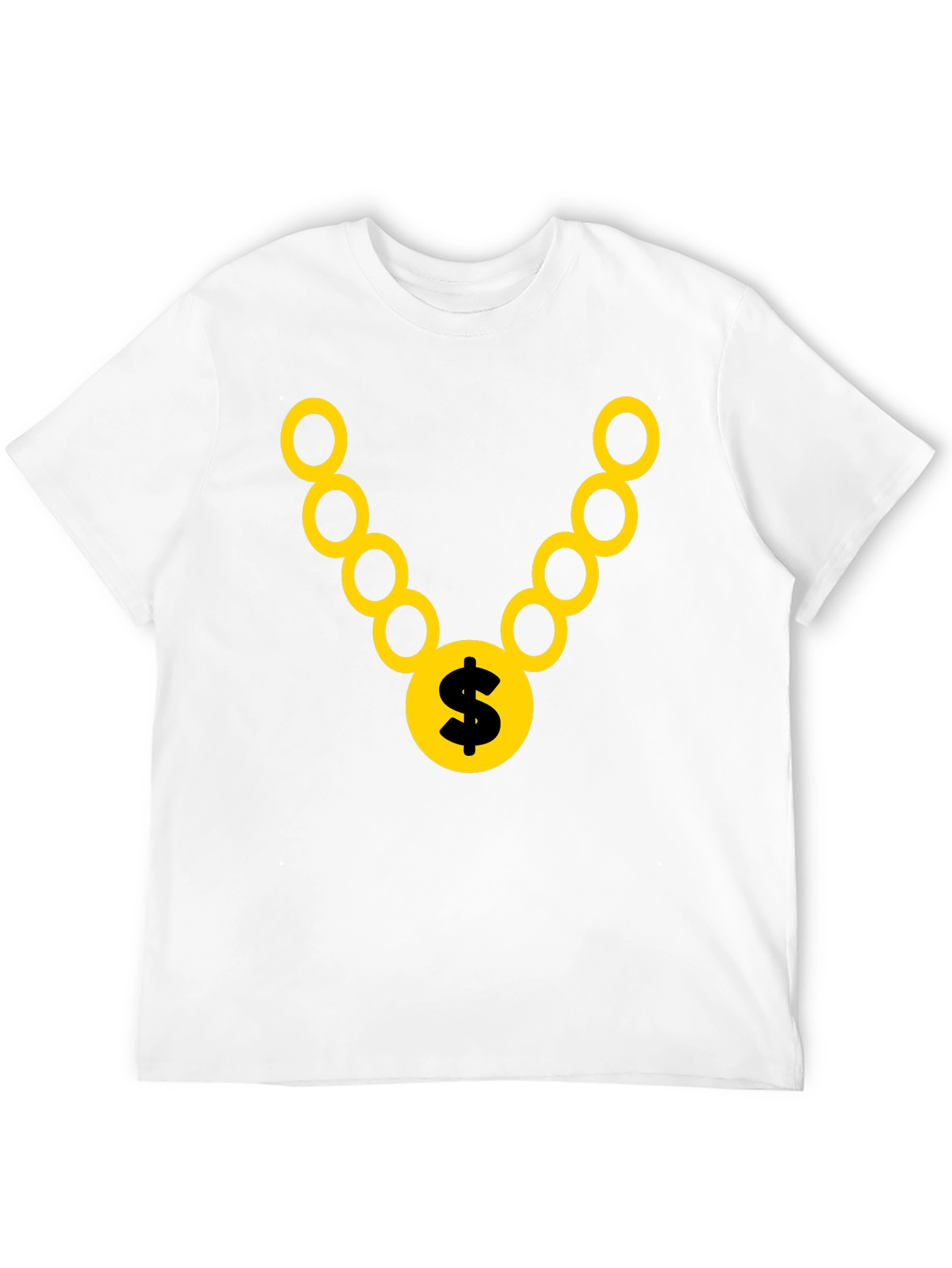 Black T-Shirt with Gold Chain and Dollar Sign