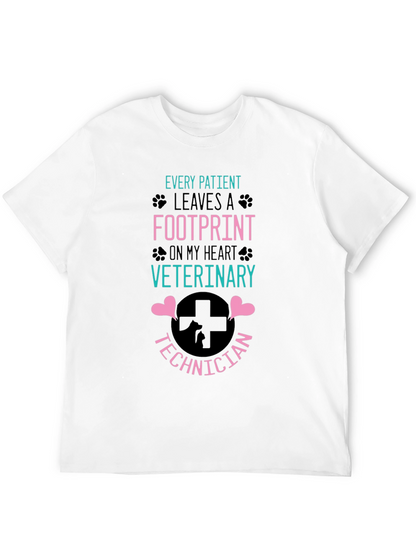 Veterinary Technician Footprint Heart T-Shirt