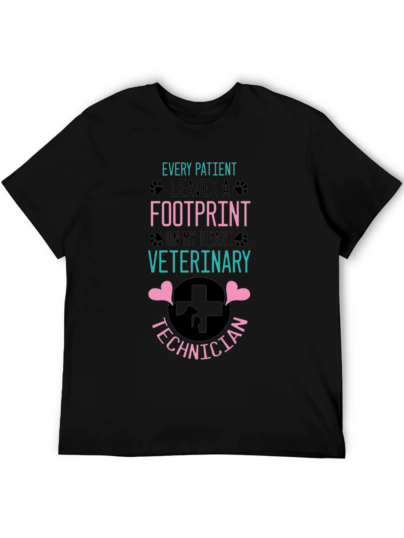 Veterinary Technician Footprint Heart T-Shirt