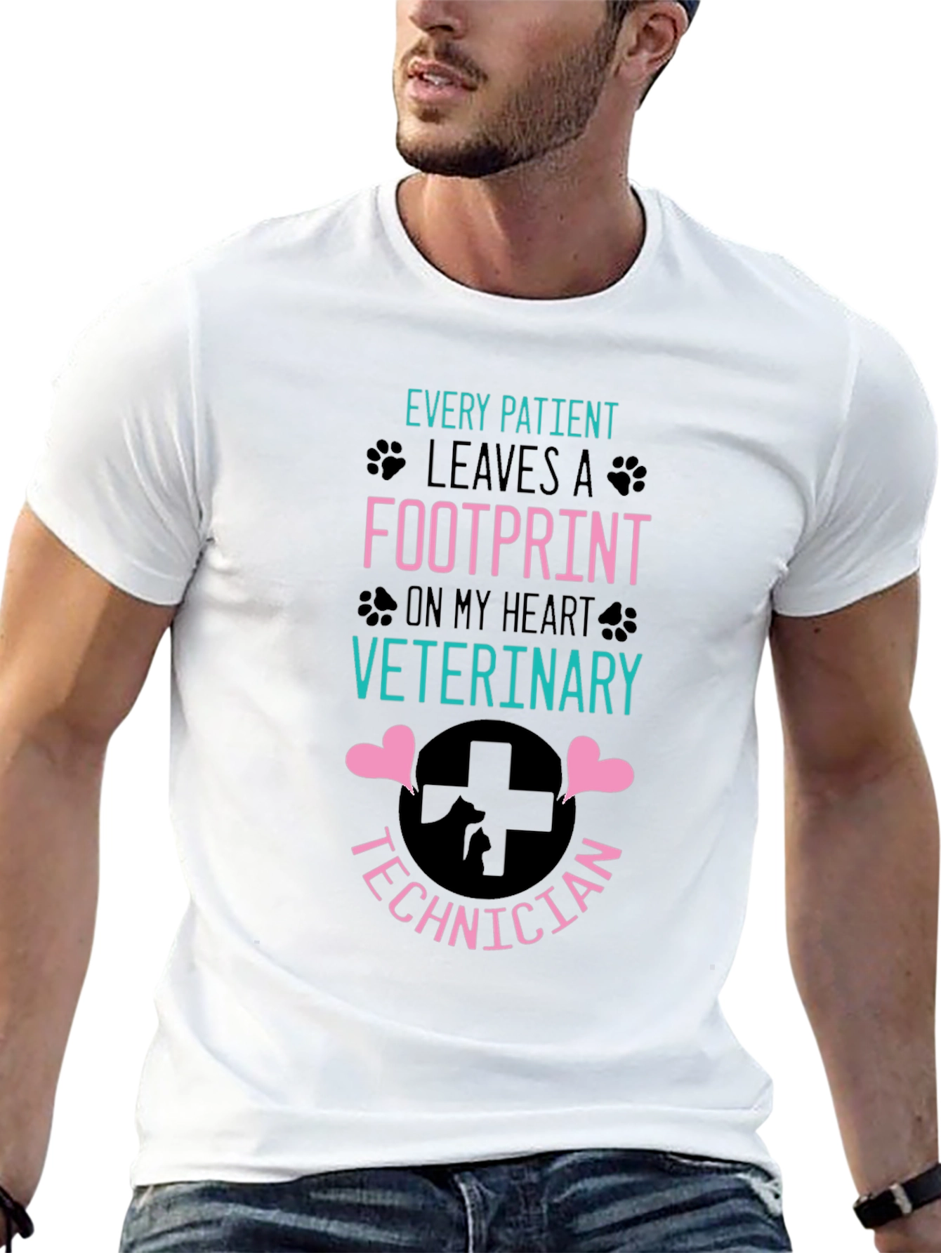 Veterinary Technician Footprint Heart T-Shirt