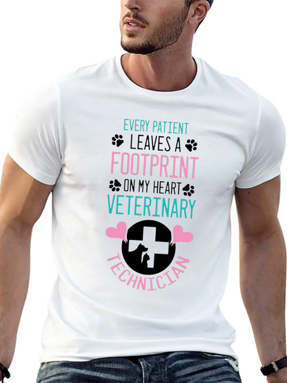 Veterinary Technician Footprint Heart T-Shirt