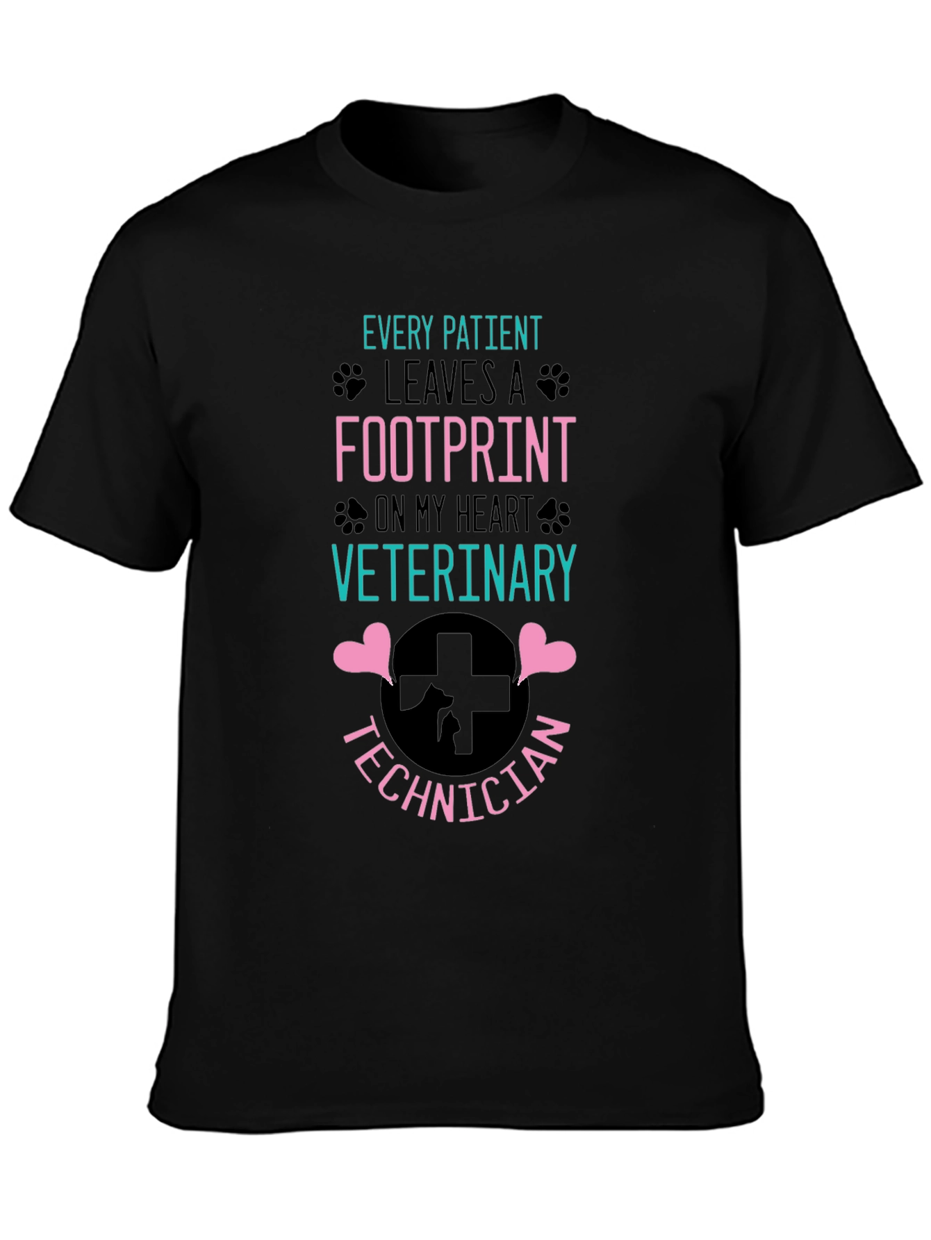 Veterinary Technician Footprint Heart T-Shirt