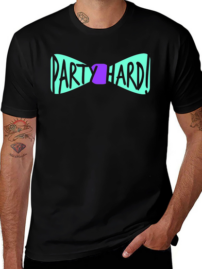Party Hard Bowtie Graphic Black T-Shirt
