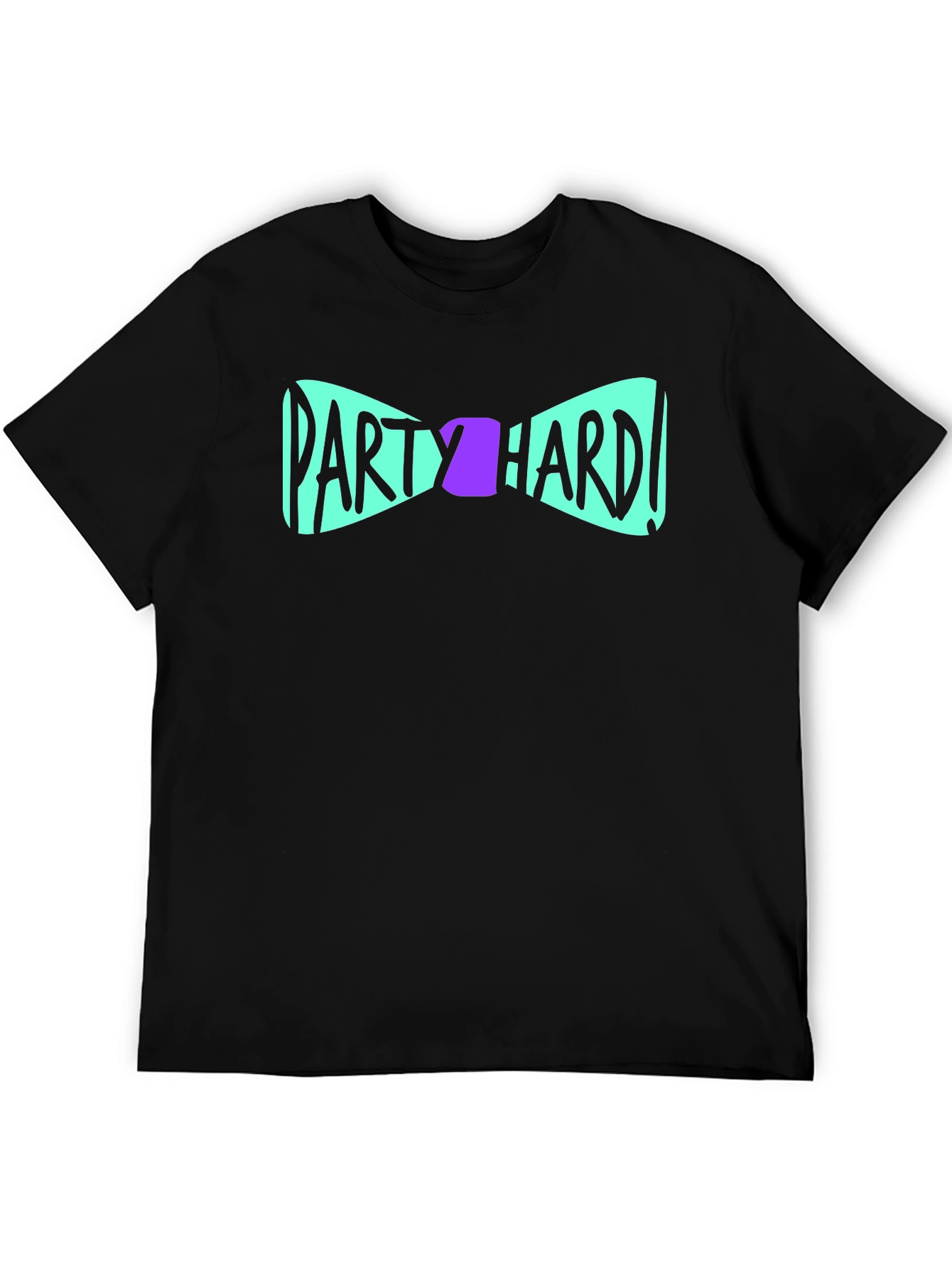 Party Hard Bowtie Graphic Black T-Shirt