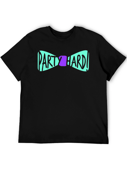 Party Hard Bowtie Graphic Black T-Shirt