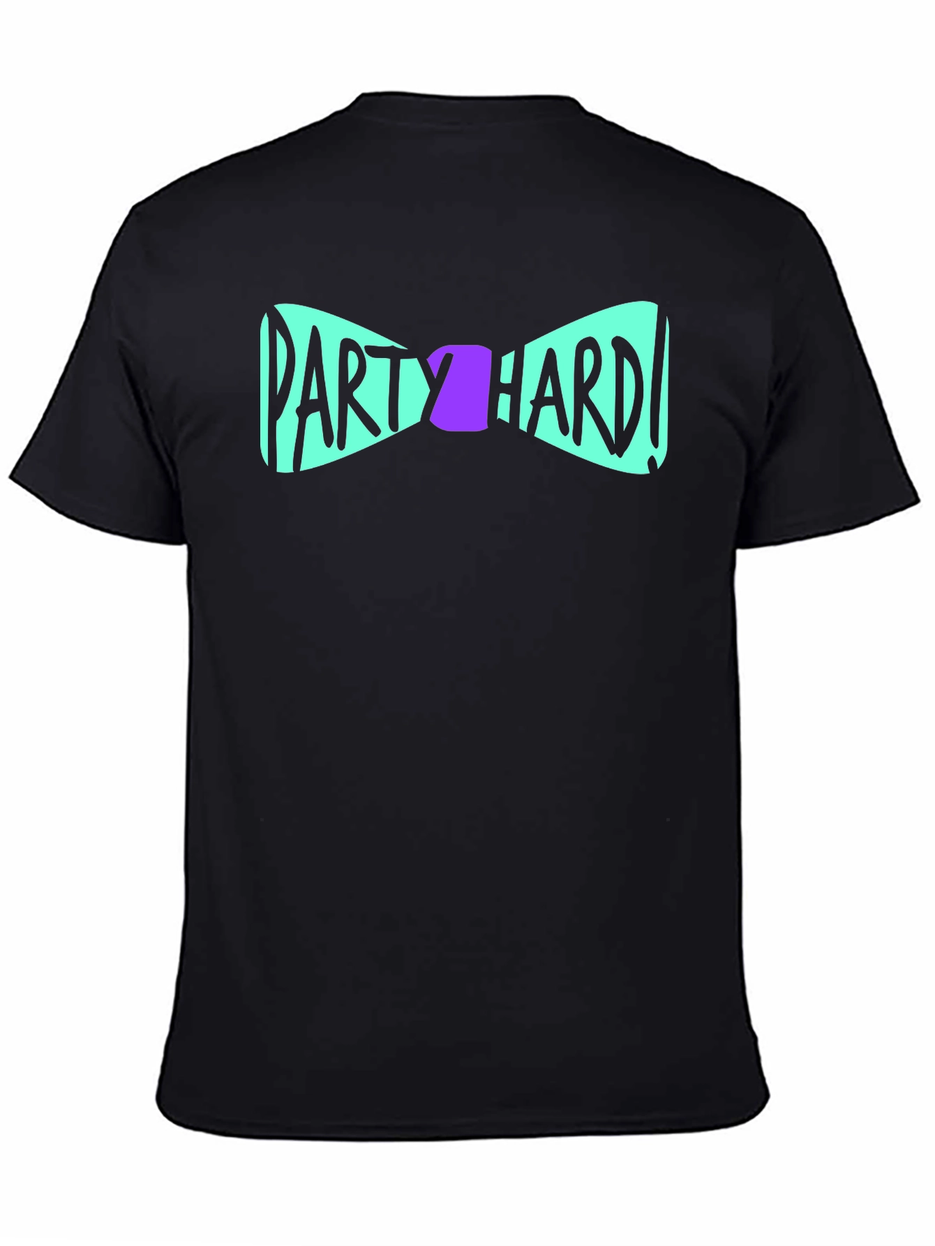 Party Hard Bowtie Graphic Black T-Shirt