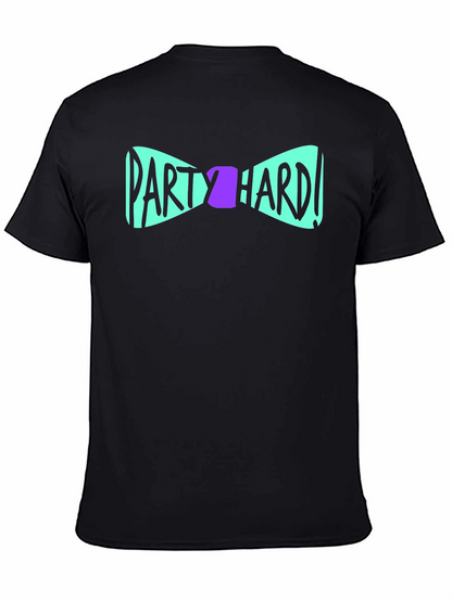 Party Hard Bowtie Graphic Black T-Shirt