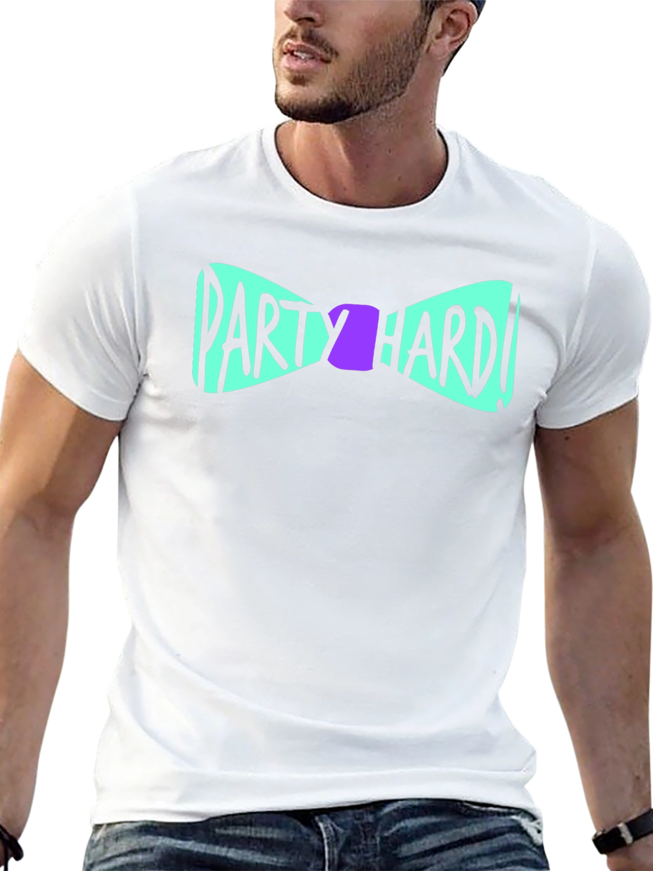 Party Hard Bowtie Graphic Black T-Shirt
