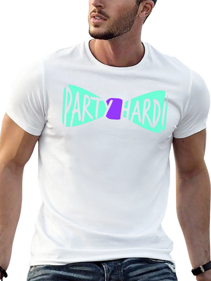 Party Hard Bowtie Graphic Black T-Shirt
