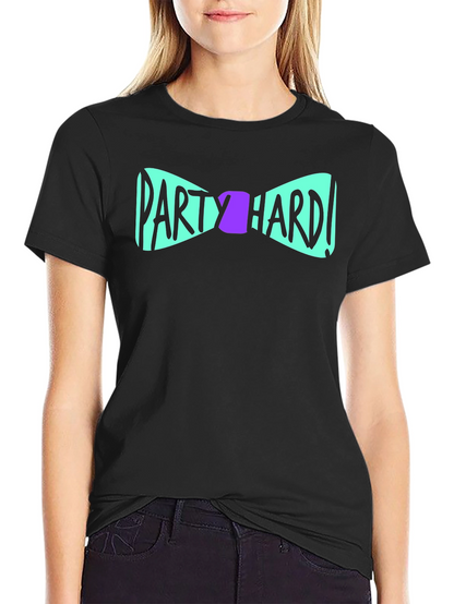 Party Hard Bowtie Graphic Black T-Shirt