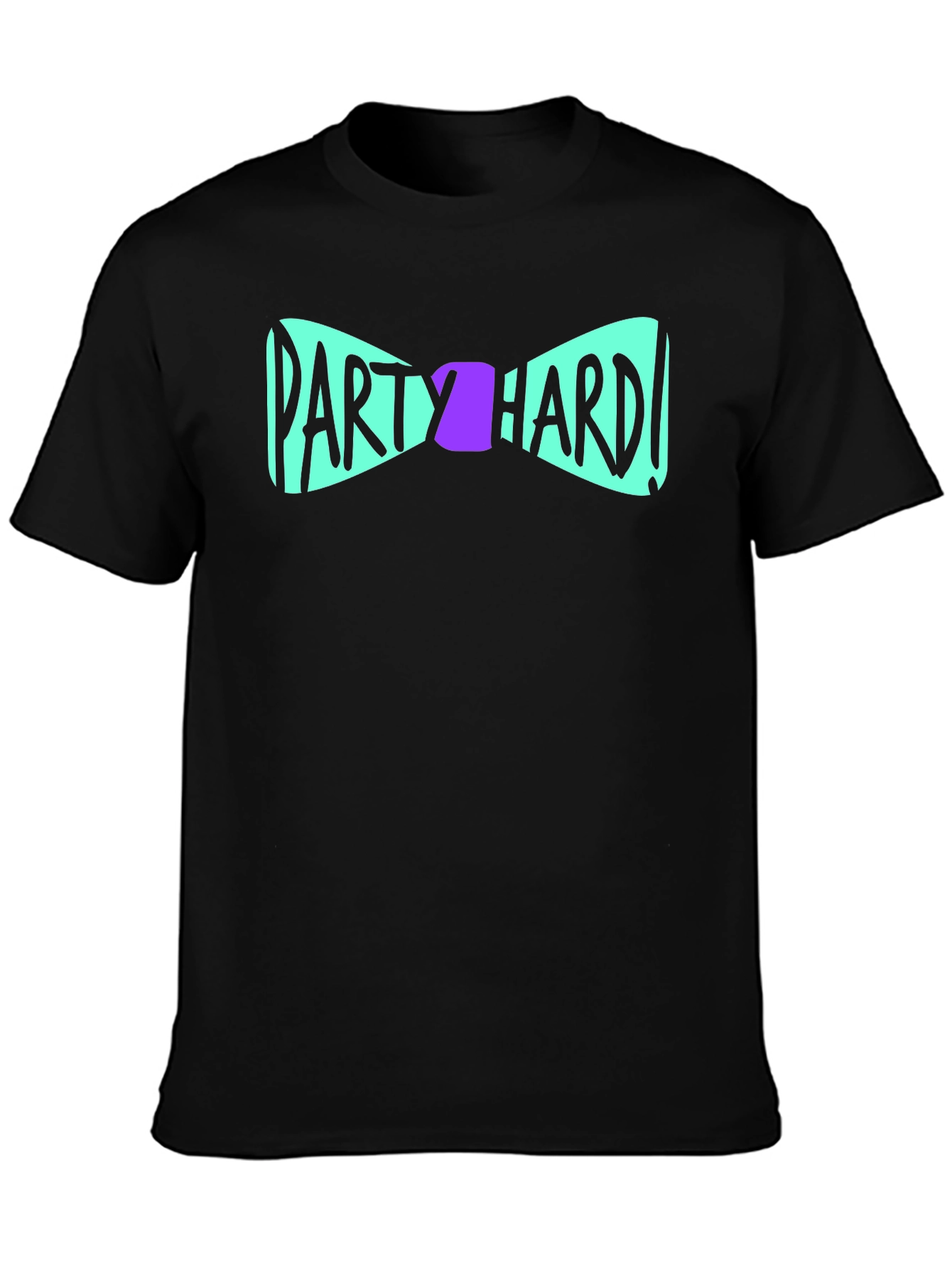 Party Hard Bowtie Graphic Black T-Shirt