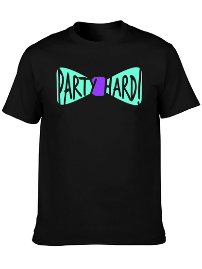 Party Hard Bowtie Graphic Black T-Shirt