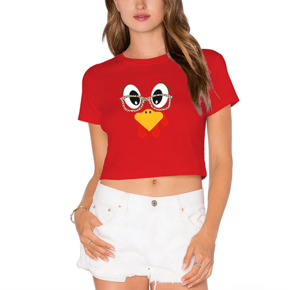 Cute Turkey Face Leopard Glasses Thanksgiving Crop Top