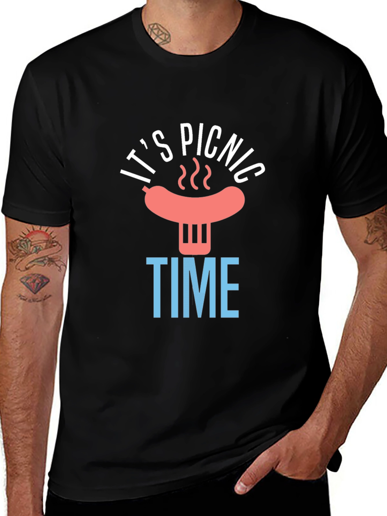 Its Picnic Time Black Graphic T-Shirt