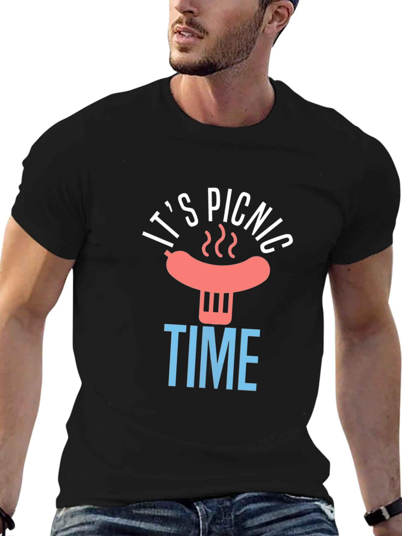 Its Picnic Time Black Graphic T-Shirt