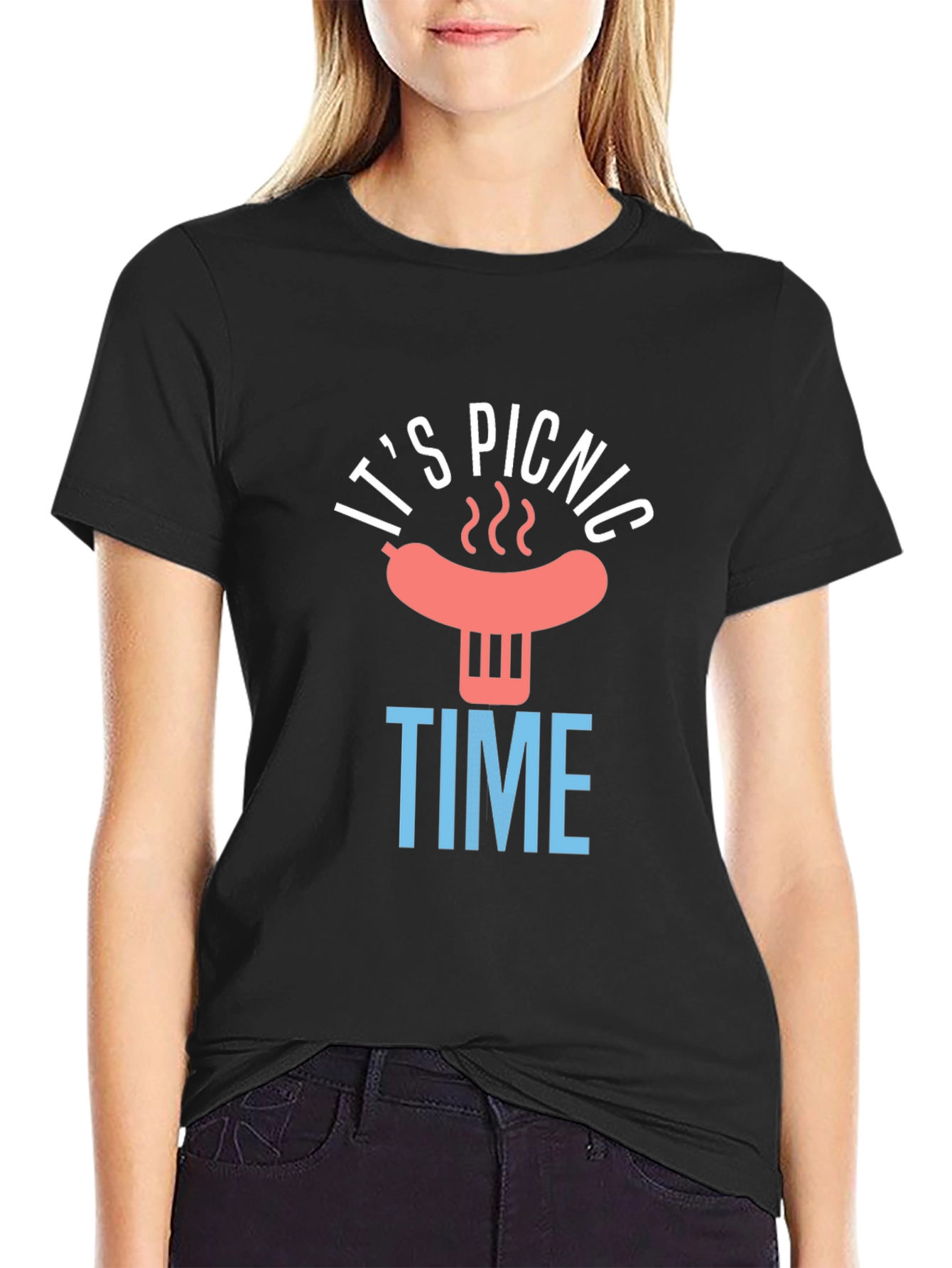 Its Picnic Time Black Graphic T-Shirt
