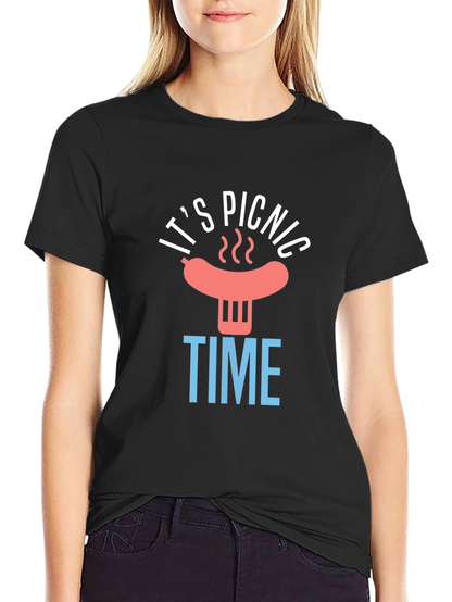 Its Picnic Time Black Graphic T-Shirt