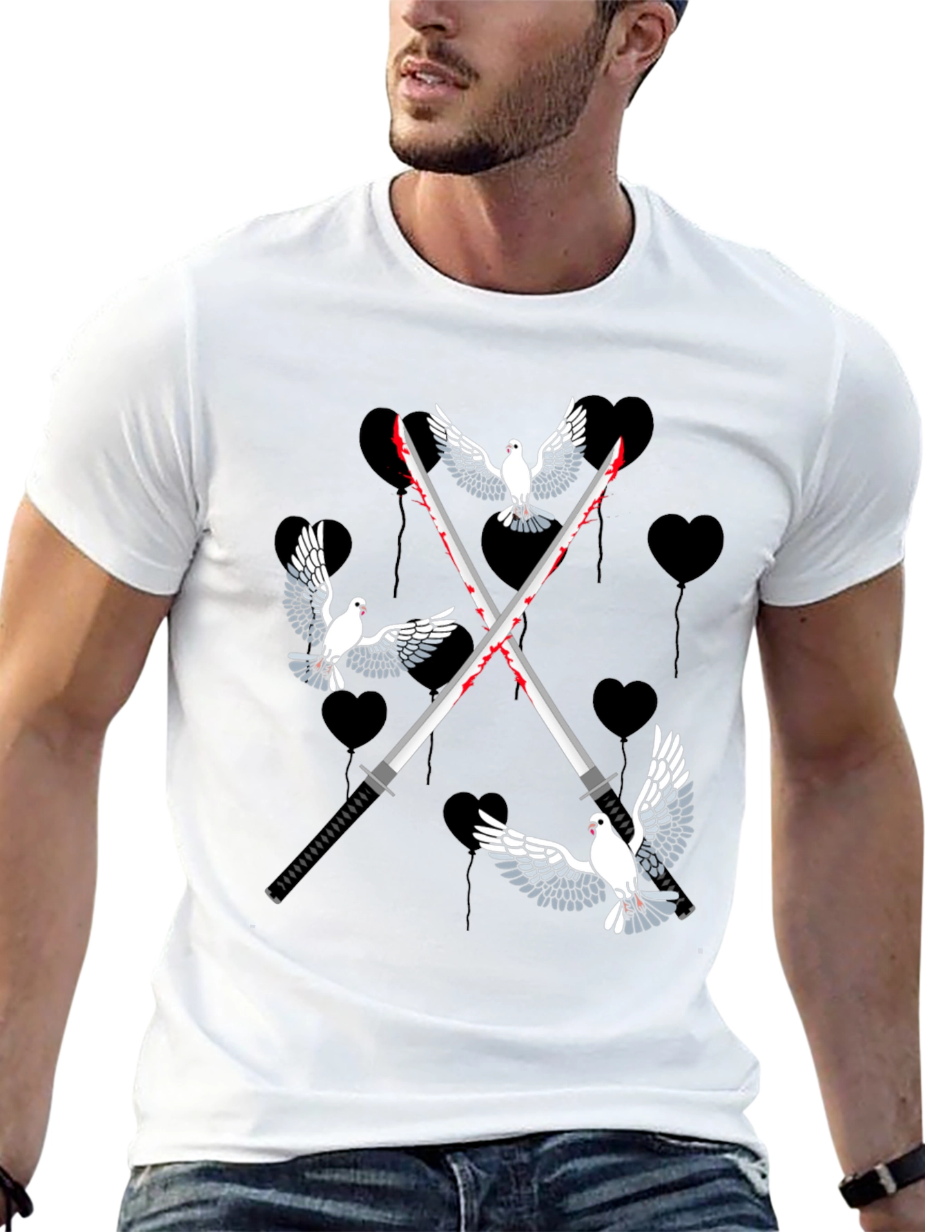 Doves and Swords Graphic T-Shirt
