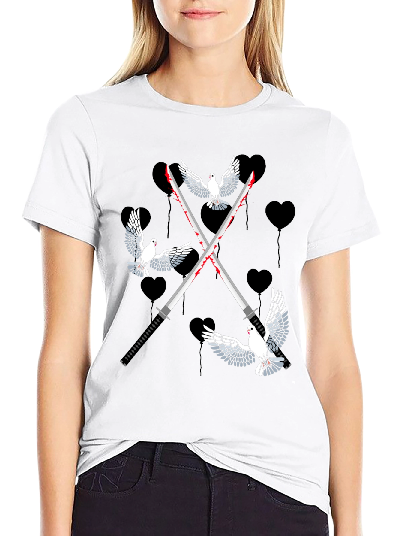 Doves and Swords Graphic T-Shirt