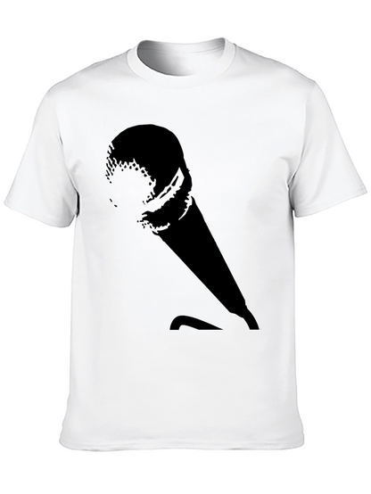 Retro Microphone Graphic Tee - Black