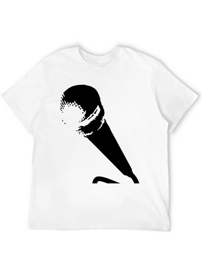 Retro Microphone Graphic Tee - Black