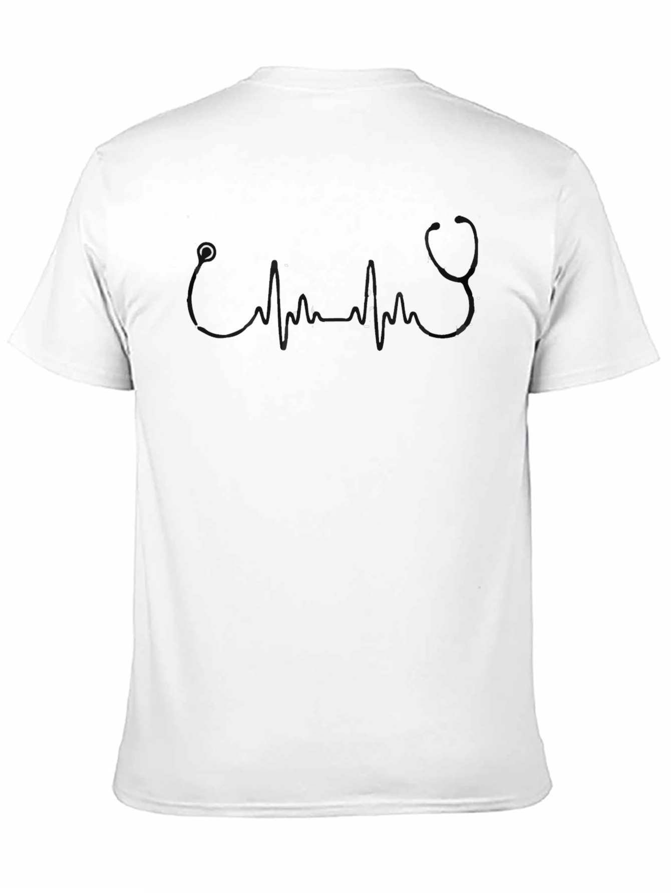 Black Stethoscope Heartbeat Graphic Tee - Medical Vibe Shirt