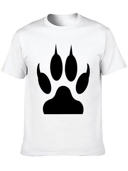 Black Wolf Paw Print Graphic T-Shirt