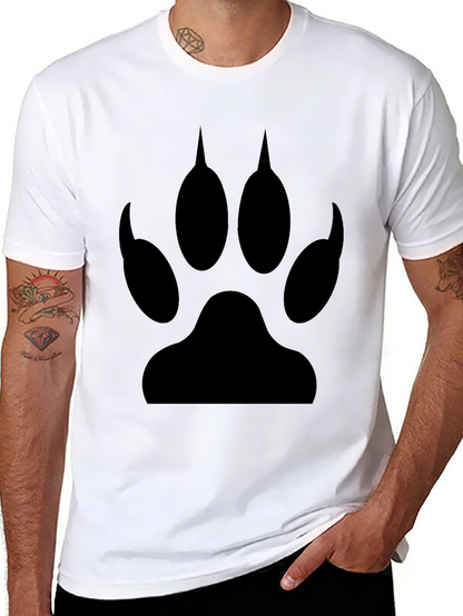Black Wolf Paw Print Graphic T-Shirt