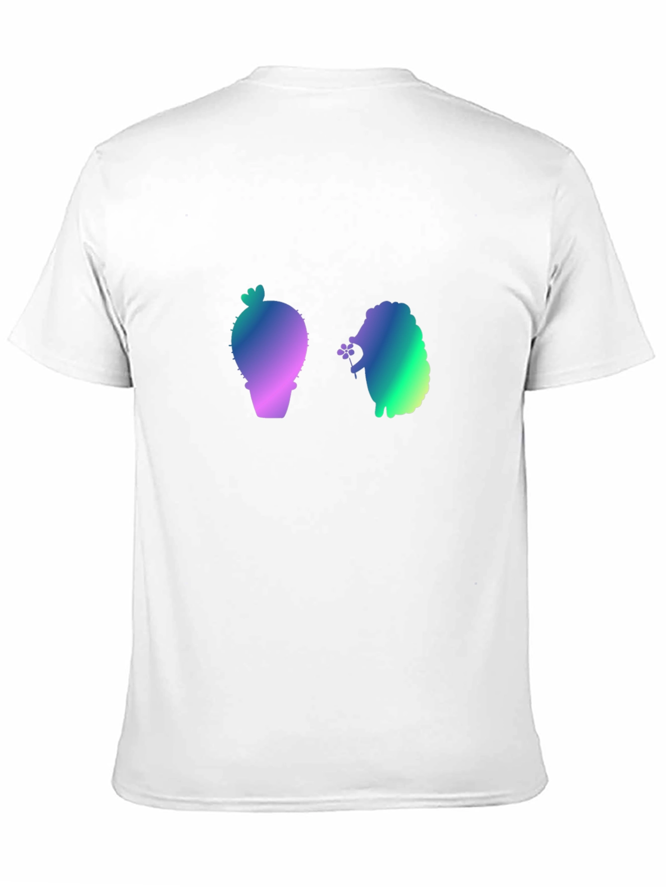 Gradient Cactus & Hedgehog Graphic Tee - Black