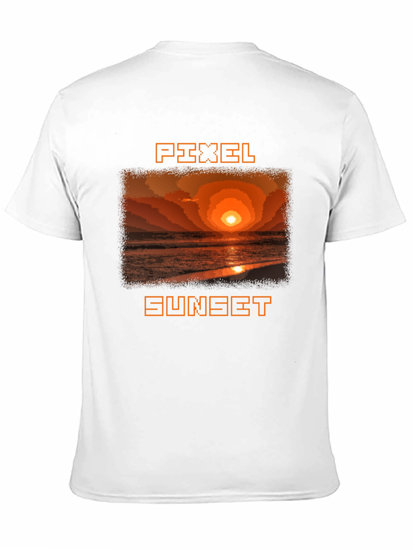 Pixel Sunset Graphic Tee - Retro Style Black T-Shirt