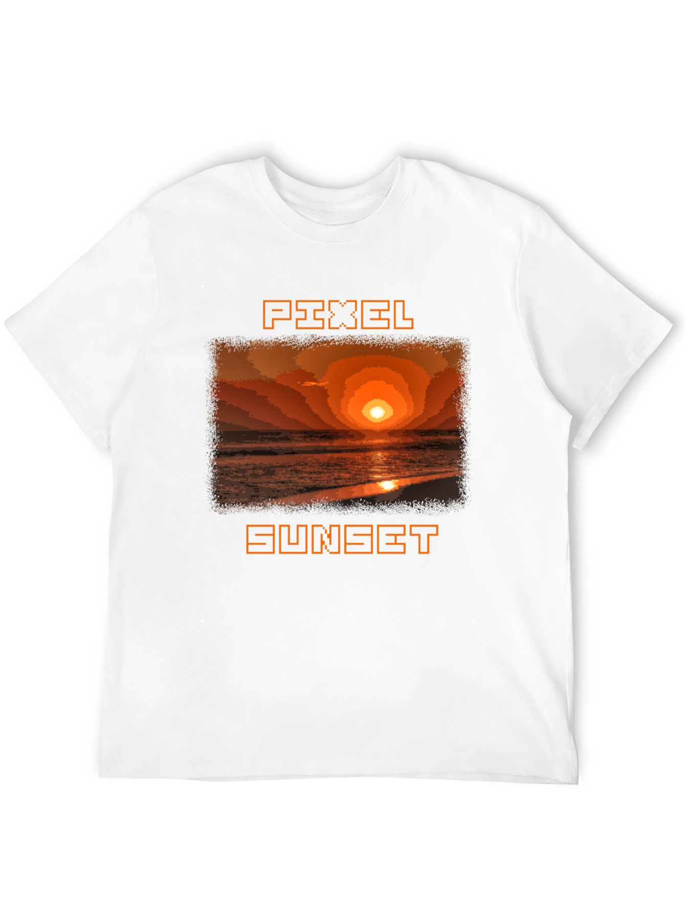 Pixel Sunset Graphic Tee - Retro Style Black T-Shirt