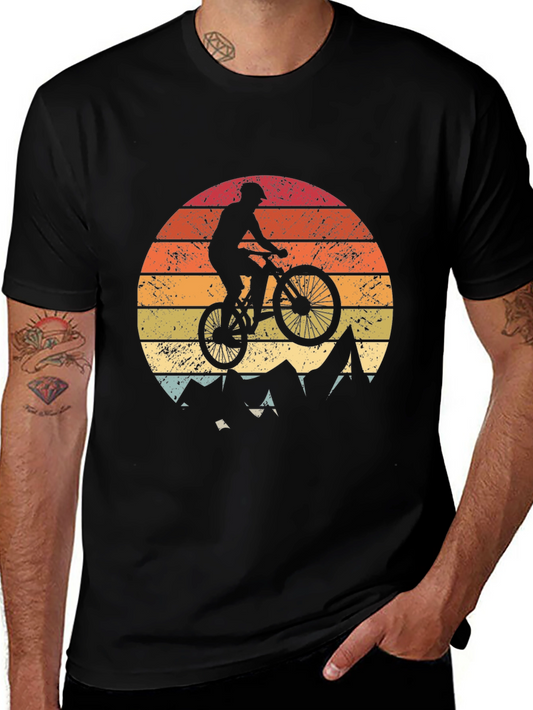 Mountain Biker Sunset Graphic Tee - Adventure Ready