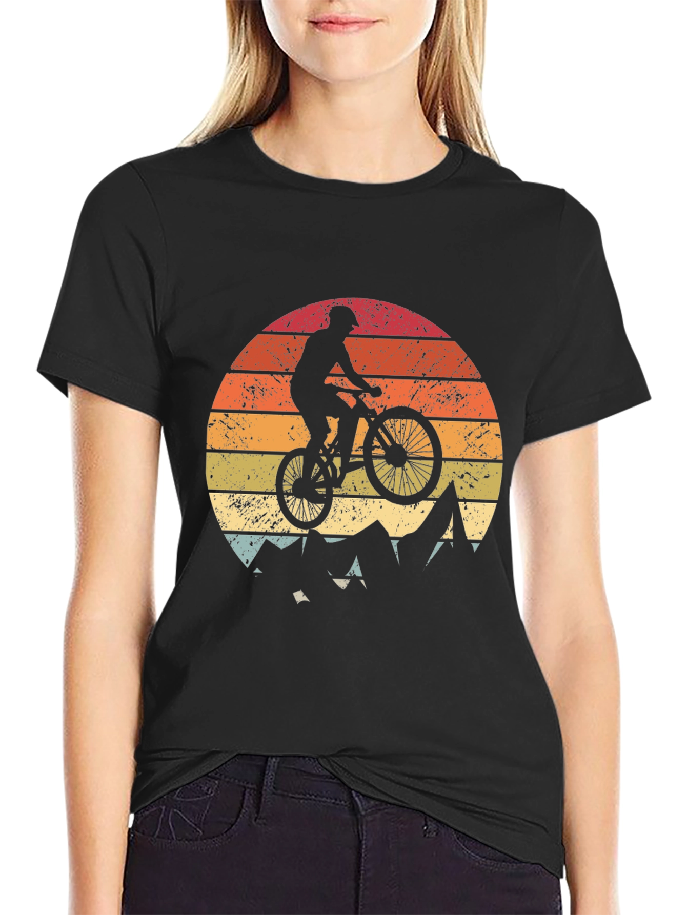 Mountain Biker Sunset Graphic Tee - Adventure Ready