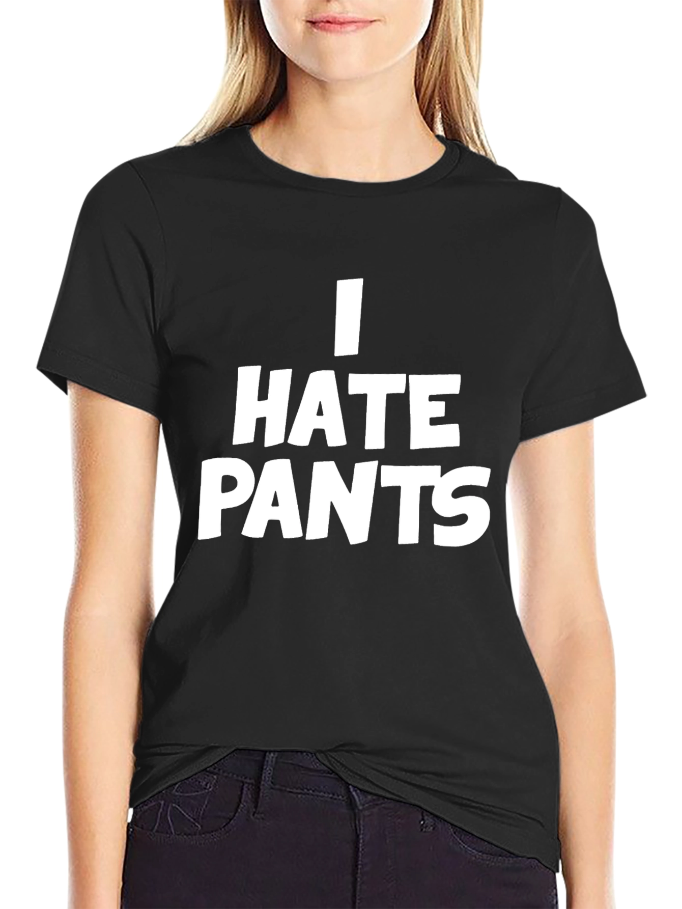 I Hate Pants Graphic Tee - Black Casual T-Shirt